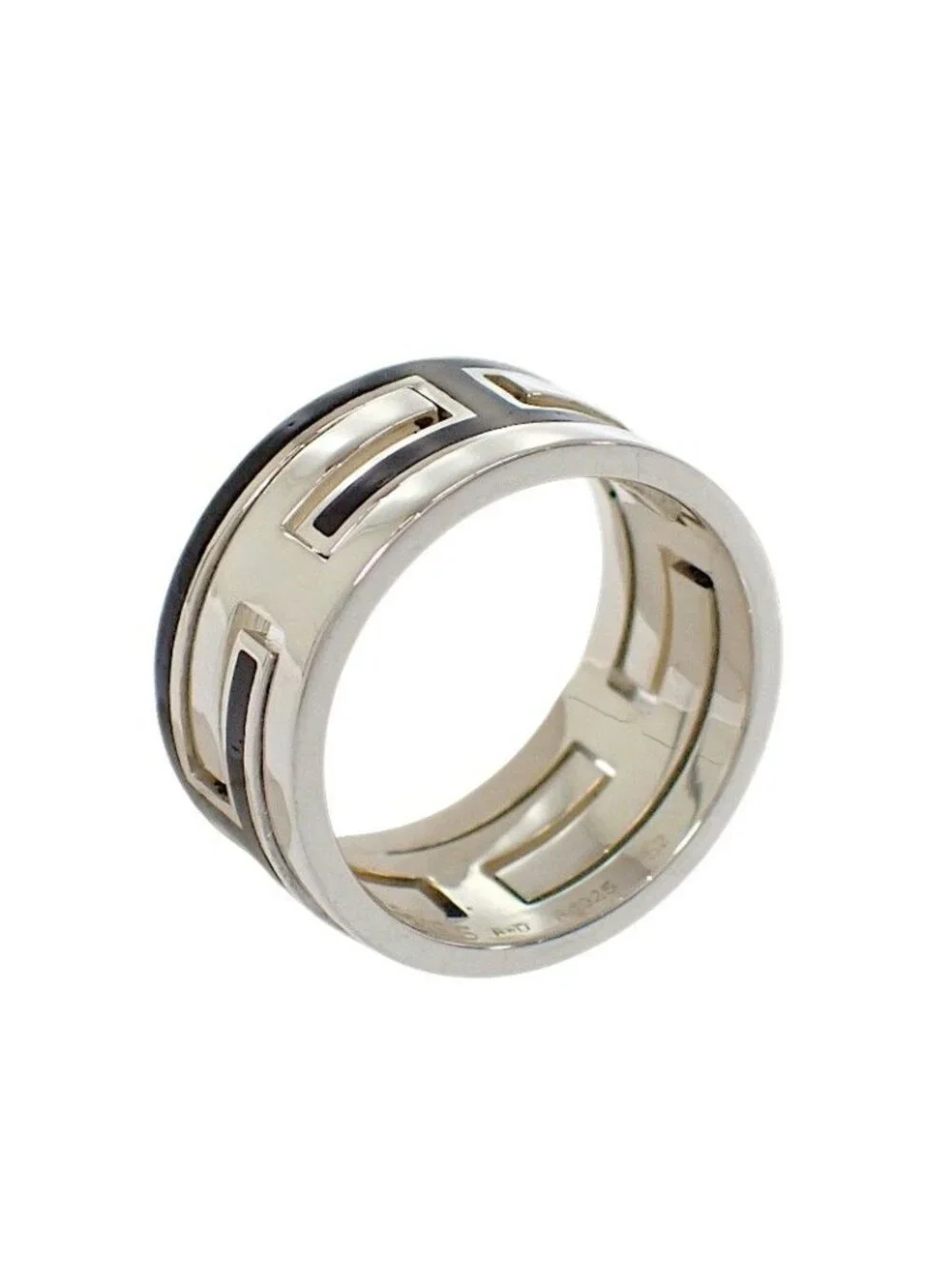 Hermes Move Ash Ring 52 925 Sterling Silver Black AB